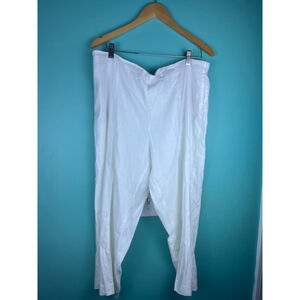 Women's J.Jill White Linen Stretch Trousers XL